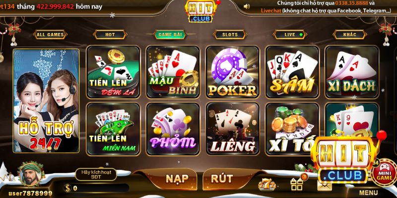 Hit Club với kho game bài online hấp dẫn